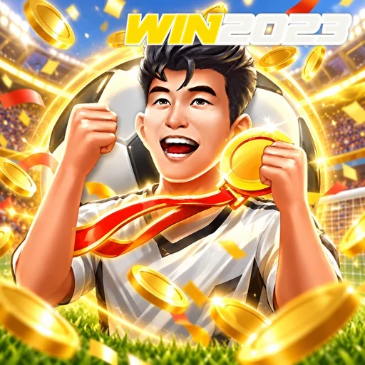 WIN2023 — ilustração de um jogador comemorando com uma moeda