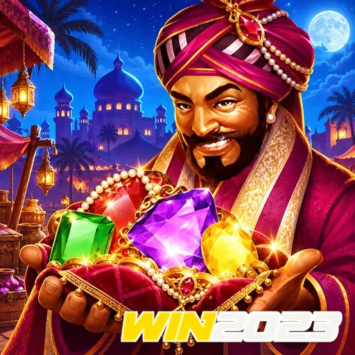 WIN2023 — ilustração de um mercador com tesouros
